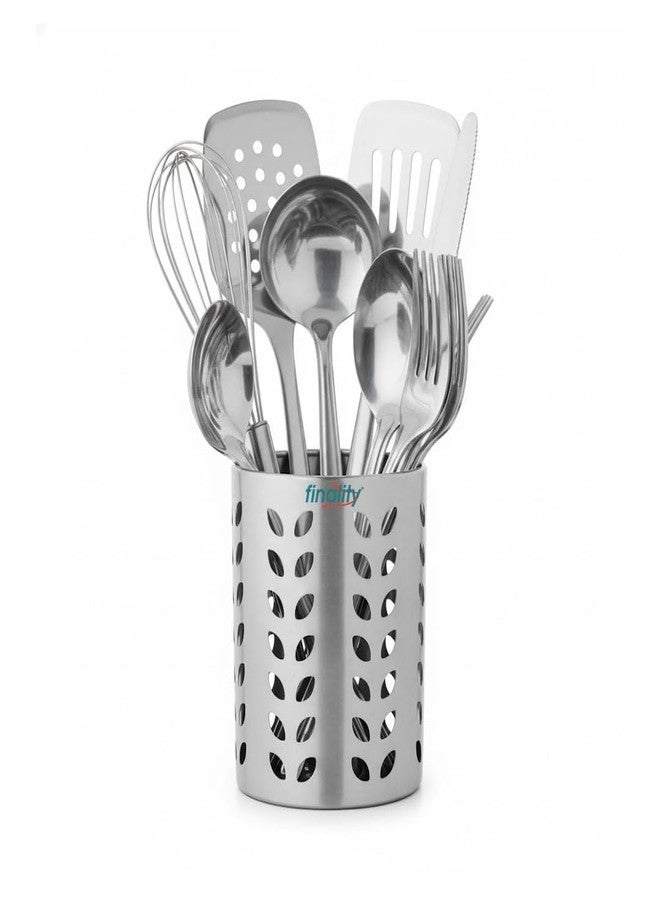 FINALITY Stainless Steel Spoon Holder for Kitchen | Cutlery Stand | Spoon Holder for Kitchen Counter Top | 9 CM Cutlery Holder | Pen Holder for Dining Table | Spatula Holder| Pack of 1 - Image 1